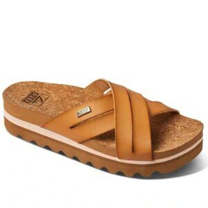 REEF Kaia Women's Criss-Cross Slide Sandals Color: Natural Size 7 & 9